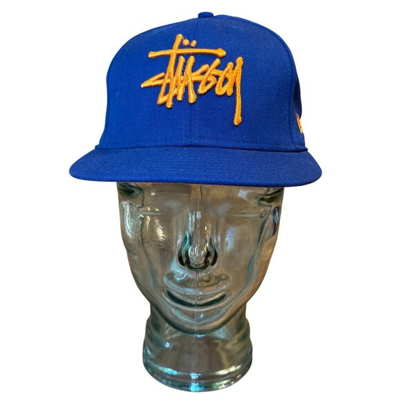 Stussy Hats New Era Cap Stand Firm Puff Embroidery Baseball Blue Orange 7 1/2 - Picture 2 of 10